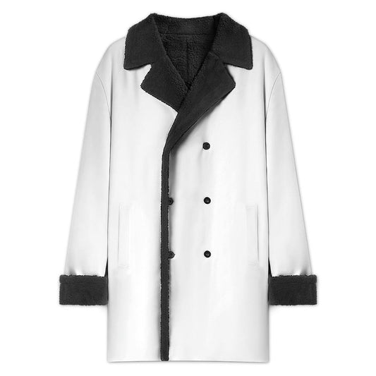 Men’s shearling-lined double-breasted overcoat
