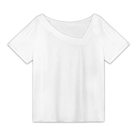 Women’s Asymmetric Neck Short Sleeve T-Shirt - Nogicle