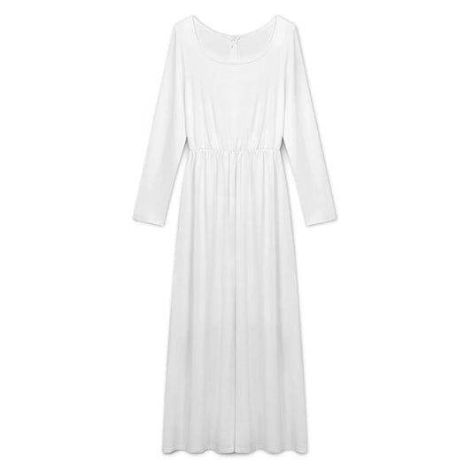 Women’s Round Neck Long Sleeve Maxi Dress - Nogicle