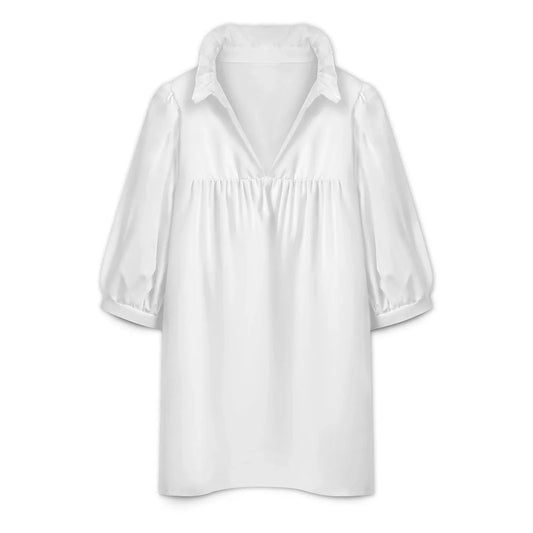 Women’s Puff Sleeve Ruffle Collar Blouse - Nogicle