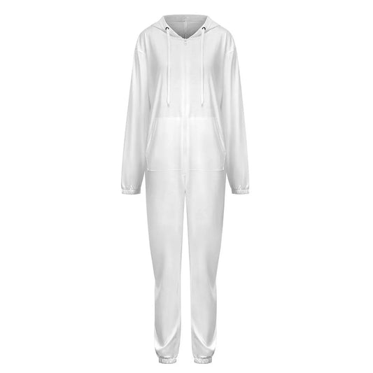 Women’s Zip-Up Hooded Jumpsuit Pajama Set - Nogicle