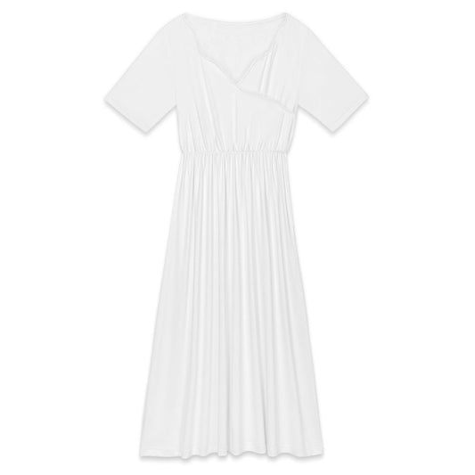 Women’s Petal Neck Short Sleeve Midi Dress