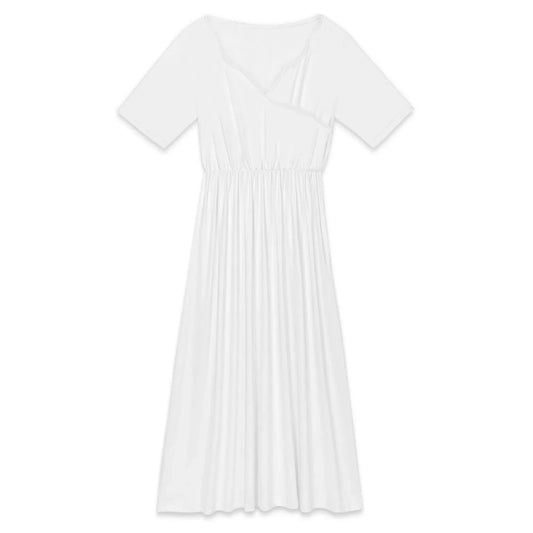 Women’s Petal Neck Short Sleeve Midi Dress - Nogicle