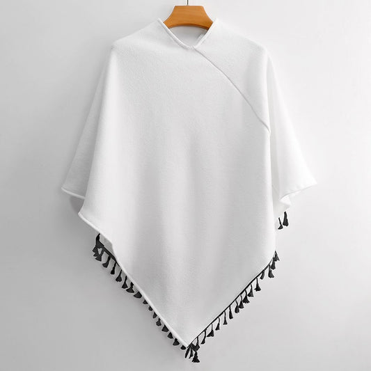 Women’s Tassel Trim Knit Poncho