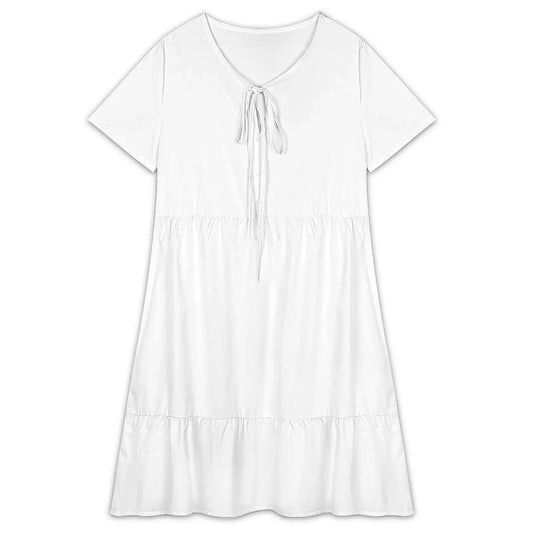 Women’s Short-Sleeve Tie-Neck Dress - Nogicle