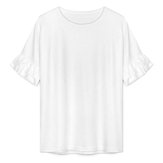 Women’s Crew Neck Ruffle Sleeve T Shirt - Nogicle