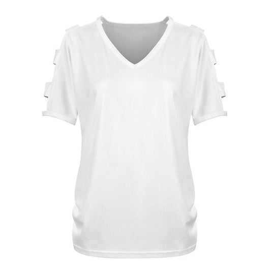 Women’s Cutout Shoulder V-Neck Top - Nogicle
