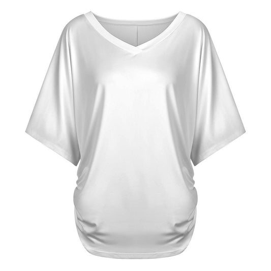 Women’s V-Neck Ruched Side Short Sleeve Top