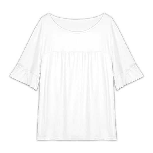 Women’s Round Neck Ruffle Sleeve T Shirt - Nogicle