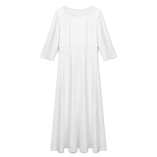 Women’s Round Neck Mid-Sleeve Long Dress