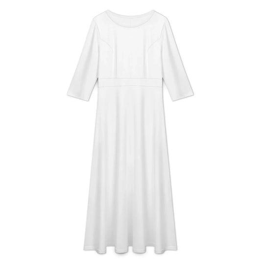 Women’s Round Neck Mid-Sleeve Long Dress - Nogicle