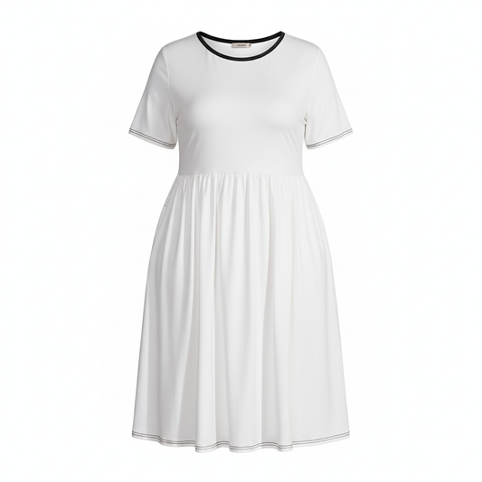 Women's Plus Size Contrast Trim Skater Dress