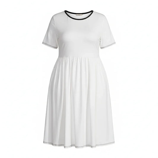 Women's Plus Size Contrast Trim Skater Dress - Nogicle