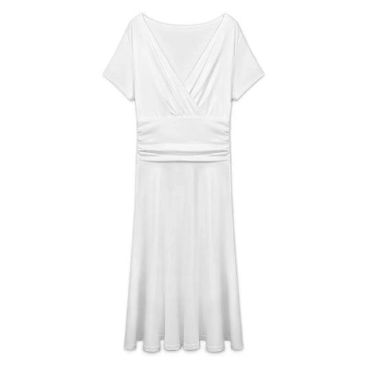 Women’s Short Sleeve Wrap V-Neck Midi Dress - Nogicle