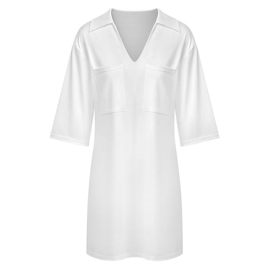 Women’s V-Neck Shirt Dress with Pockets