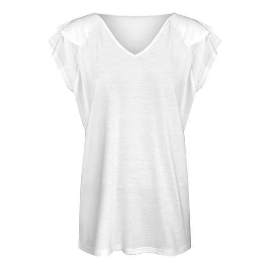 Women’s Ruffle Sleeve V-Neck T-Shirt - Nogicle