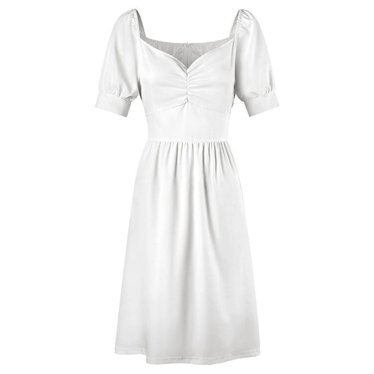 Women's Puff Sleeve Sweetheart Midi Dress