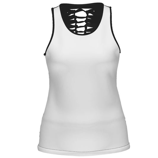 Women’s Mesh Cutout Back Tank Top (Black Back Detail)