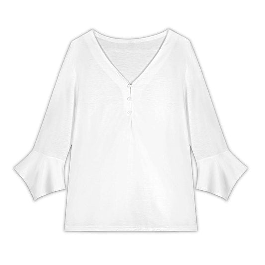 Women’s V-Neck Petal Sleeve Blouse