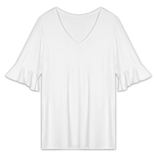 Women’s V Neck Ruffle Sleeve T Shirt
