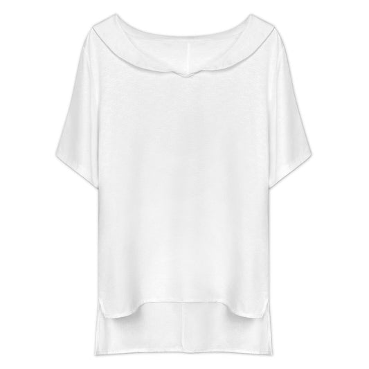 Women’s V Neck Short Sleeve Ruffle Collar T Shirt