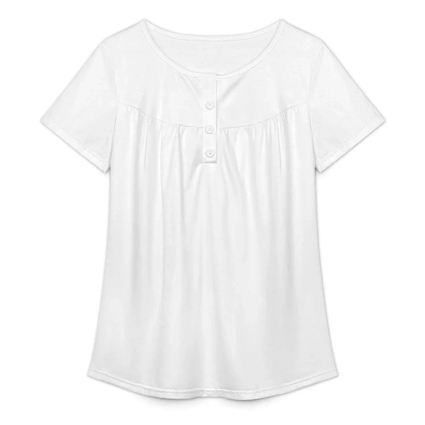 Women’s Button Front Gathered Short Sleeve Top - Nogicle