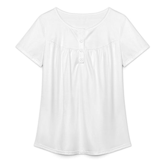 Women’s Button Front Gathered Short Sleeve Top