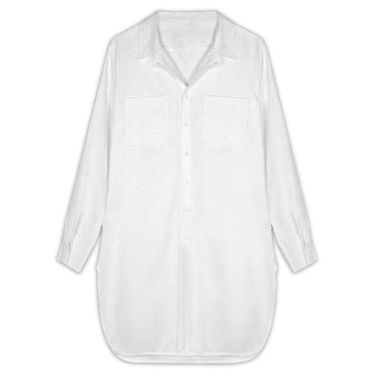 Women’s Long Sleeve Button Down Shirt Dress with Pockets - Nogicle
