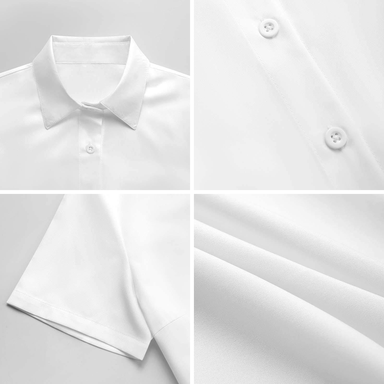 Women’s Short Sleeve Button-Down Shirt Dress with Belt - Nogicle