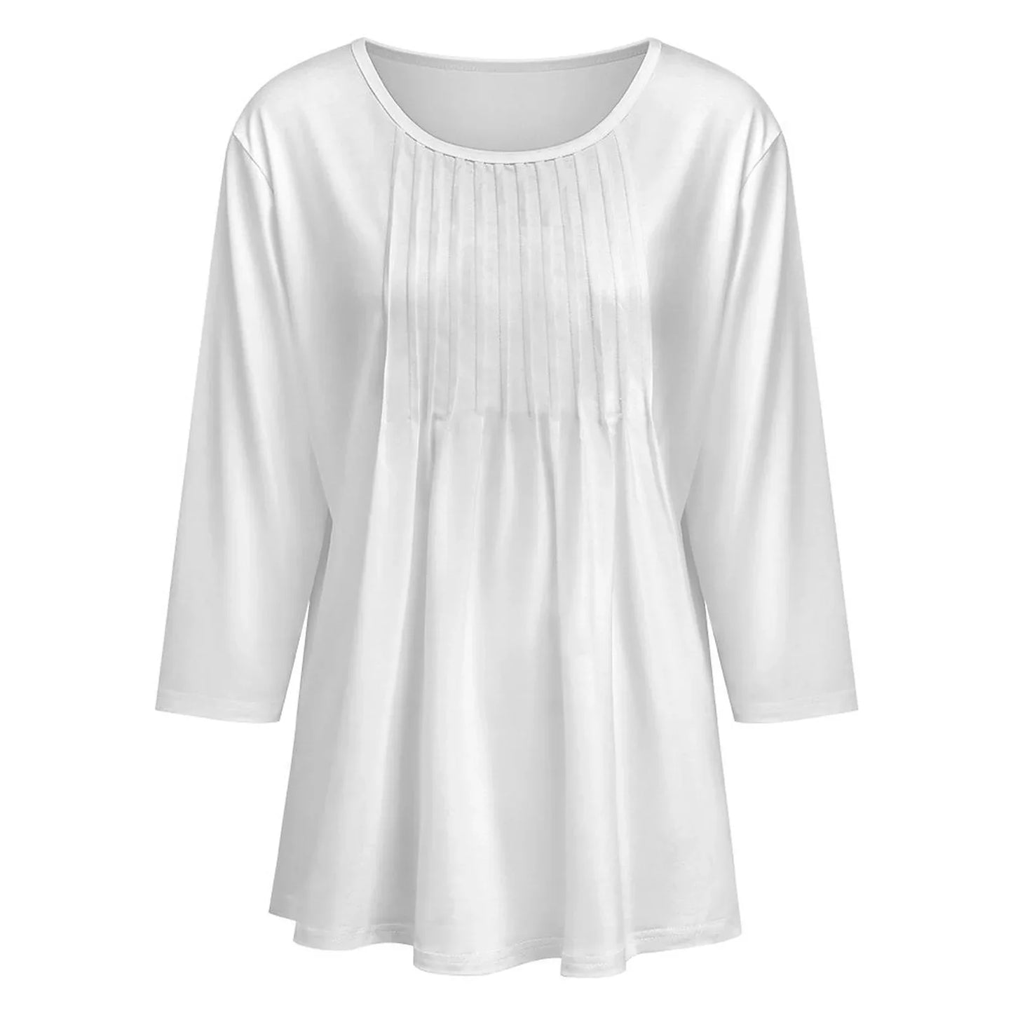 Women's Pleated Front 3/4 Sleeve Blouse - Nogicle