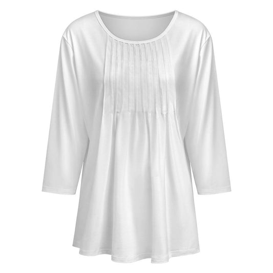 Women's Pleated Front 3/4 Sleeve Blouse