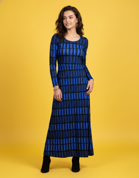 Women’s Round Neck Long Sleeve Maxi Dress