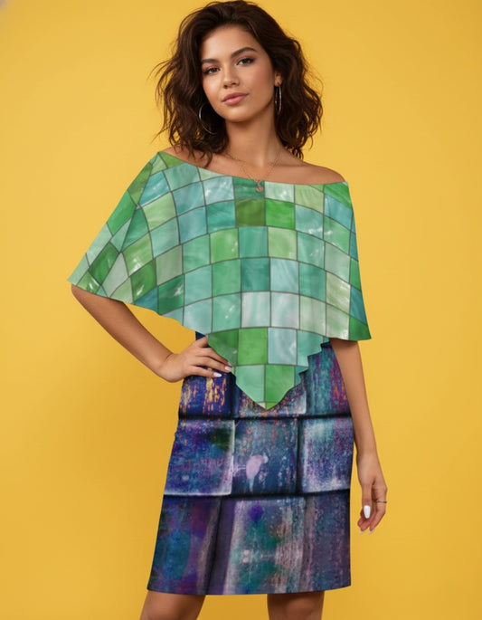 Women’s Off-Shoulder Cape Overlay Dress