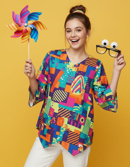 Women’s V-Neck Faux Linen Blouse