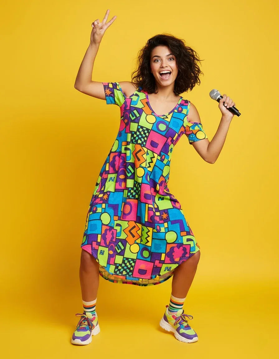 Women’s Cold Shoulder V-Neck Dress - Nogicle