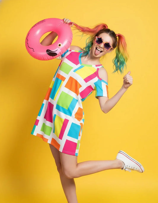 Women’s V-Neck Cold Shoulder Mini Dress - Nogicle