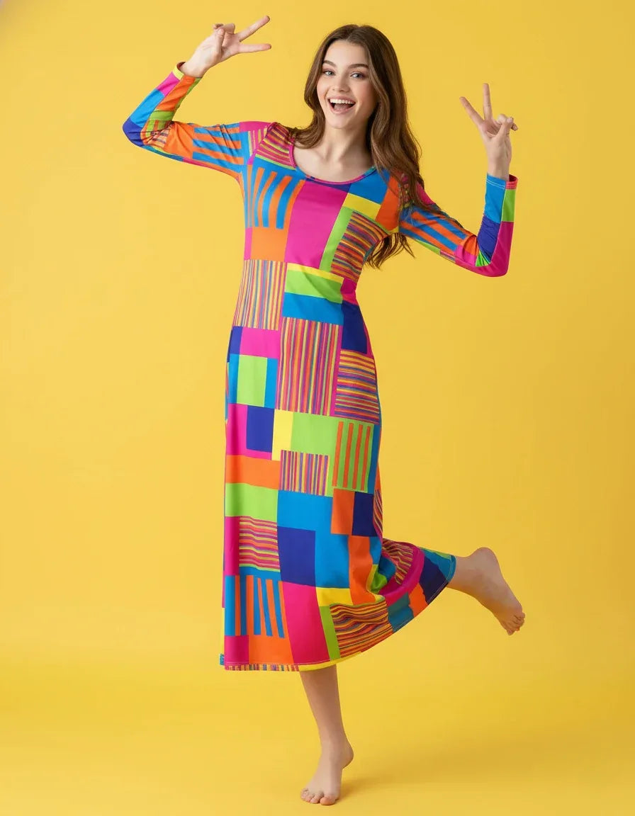 Women’s Scoop Neck Long Sleeve Maxi Dress - Nogicle