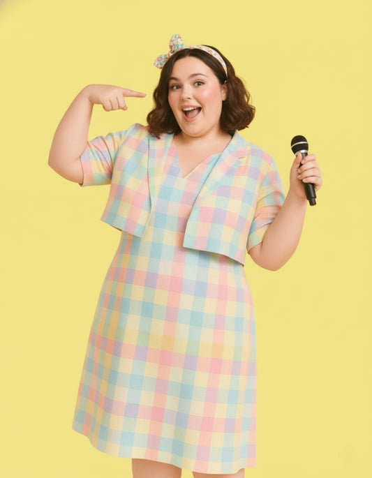 Women’s V Neck Two Piece Dress Set with Short Sleeves