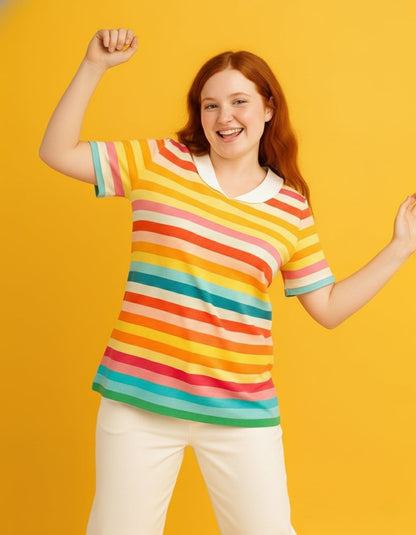 Women’s V Neck Short Sleeve Ruffle Collar T Shirt