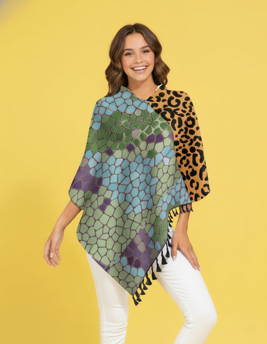 Women’s Tassel Trim Knit Poncho