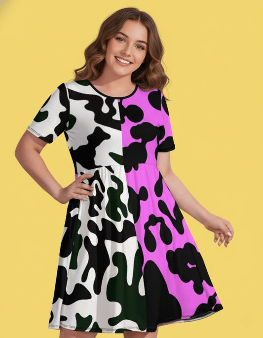 Women's Plus Size Contrast Trim Skater Dress