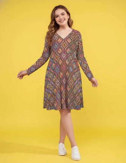 Women’s Plus Size Flowy V-Neck Dress - Nogicle