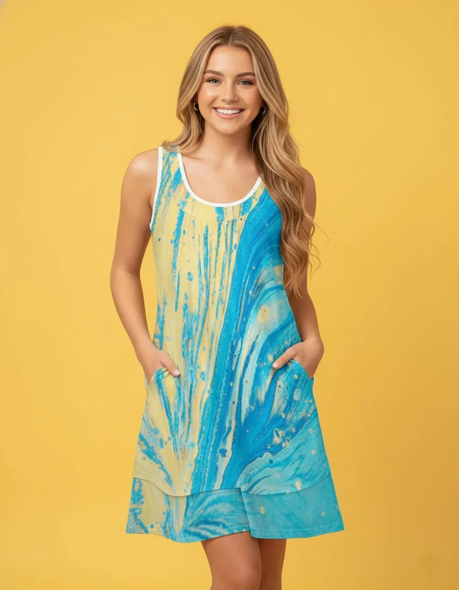 Women’s Sleeveless Layered Pocket Dress - Nogicle