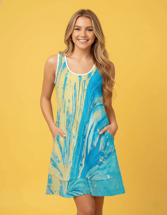 Women’s Sleeveless Layered Pocket Dress - Nogicle