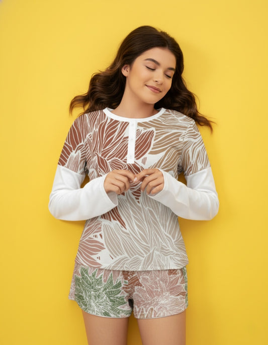 Women’s Long Sleeve Henley Pajama Set