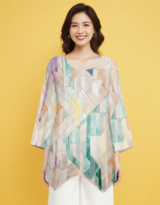 Women’s Long Sleeve Linen-Texture Blouse