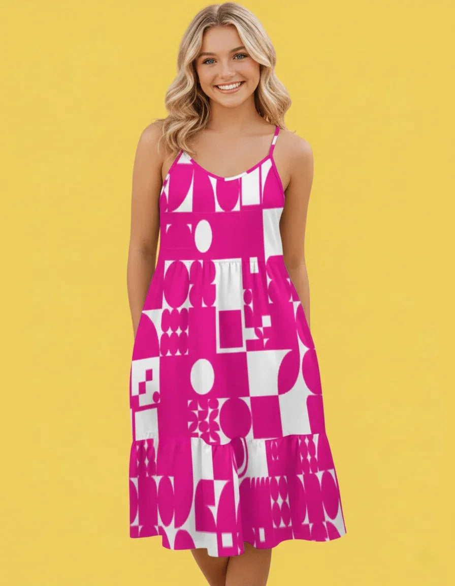 Women’s Spaghetti Strap Ruffle Hem Dress - Nogicle