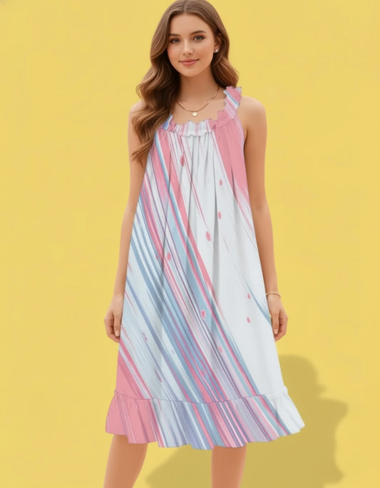 Women’s Gathered Ruffle-Neck Dress