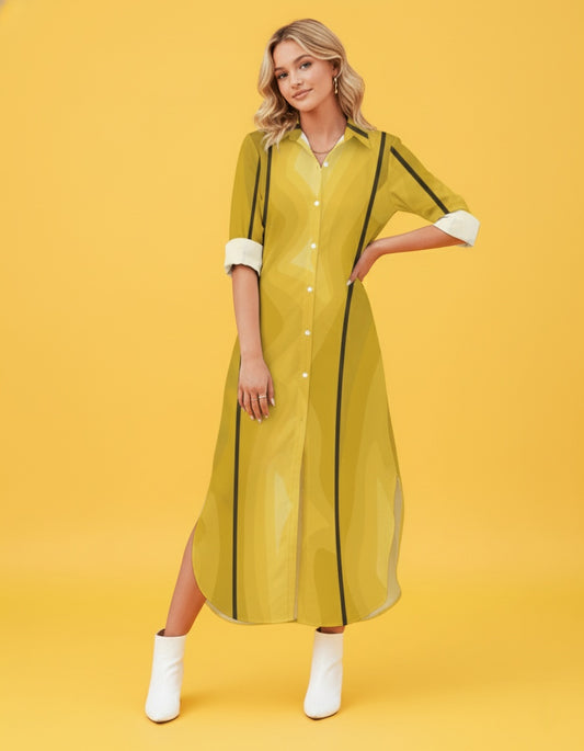 Women’s Long Sleeve Button Shirt Dress