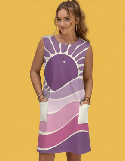 Women’s Sleeveless Pocket Shift Dress - Nogicle